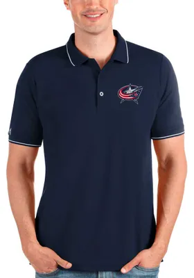 Antigua Columbus Blue Jackets Mens Navy Affluent Short Sleeve Polo