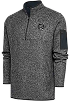 Antigua Austin FC Mens Grey Metallic Logo Fortune Long Sleeve Qtr Zip Pullover