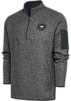 Antigua Charlotte FC Mens Grey Metallic Logo Fortune Long Sleeve Qtr Zip Pullover