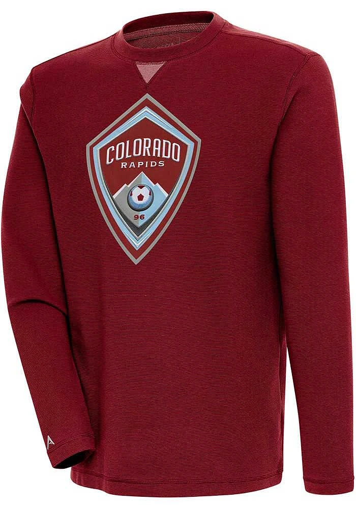Antigua Colorado Rapids Mens Cardinal Full Front Flier Bunker Long Sleeve Crew Sweatshirt