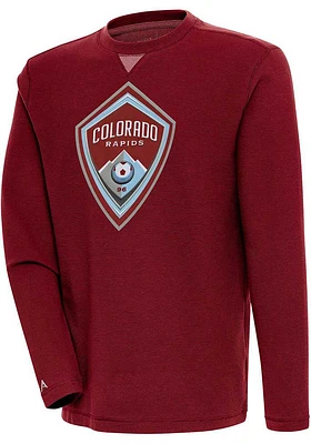 Antigua Colorado Rapids Mens Cardinal Full Front Flier Bunker Long Sleeve Crew Sweatshirt