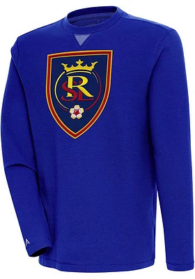Antigua Real Salt Lake Mens Blue Full Front Flier Bunker Long Sleeve Crew Sweatshirt