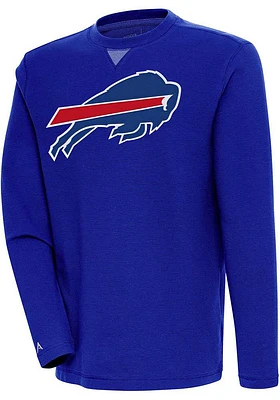Antigua Buffalo Bills Mens Blue Full Front Flier Bunker Long Sleeve Crew Sweatshirt