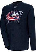 Antigua Columbus Blue Jackets Mens Navy Flier Bunker Long Sleeve Crew Sweatshirt