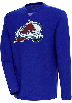Antigua Colorado Avalanche Mens Blue Full Front Flier Bunker Long Sleeve Crew Sweatshirt