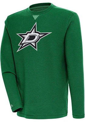 Antigua Dallas Stars Mens Green Full Front Flier Bunker Long Sleeve Crew Sweatshirt
