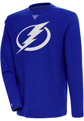 Antigua Tampa Bay Lightning Mens Blue Full Front Flier Bunker Long Sleeve Crew Sweatshirt