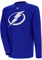 Antigua Tampa Bay Lightning Mens Blue Full Front Flier Bunker Long Sleeve Crew Sweatshirt
