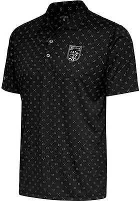 Antigua Austin FC Mens Metallic Logo Spark Short Sleeve Polo