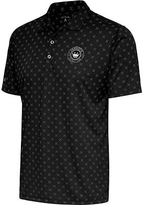 Antigua Charlotte FC Mens Metallic Logo Spark Short Sleeve Polo