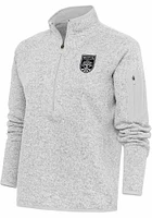 Antigua Austin FC Womens Grey Metallic Logo Fortune Qtr Zip