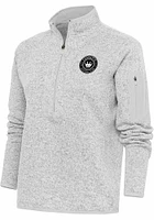 Antigua Charlotte FC Womens Grey Metallic Logo Fortune Qtr Zip