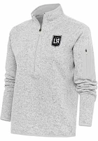 Antigua Los Angeles FC Womens Grey Metallic Logo Fortune Qtr Zip