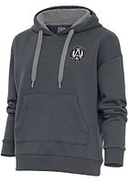 Antigua Atlanta United FC Womens Charcoal Metallic Logo Victory Hooded Sweatshirt