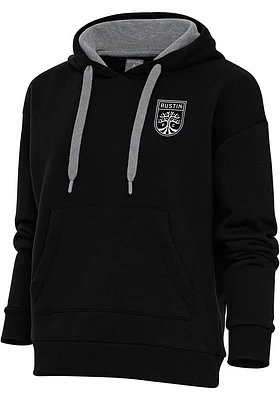 Antigua Austin FC Womens Metallic Logo Victory Hooded Sweatshirt