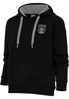 Antigua Austin FC Womens Metallic Logo Victory Hooded Sweatshirt