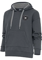 Antigua Charlotte FC Womens Charcoal Metallic Logo Victory Hooded Sweatshirt