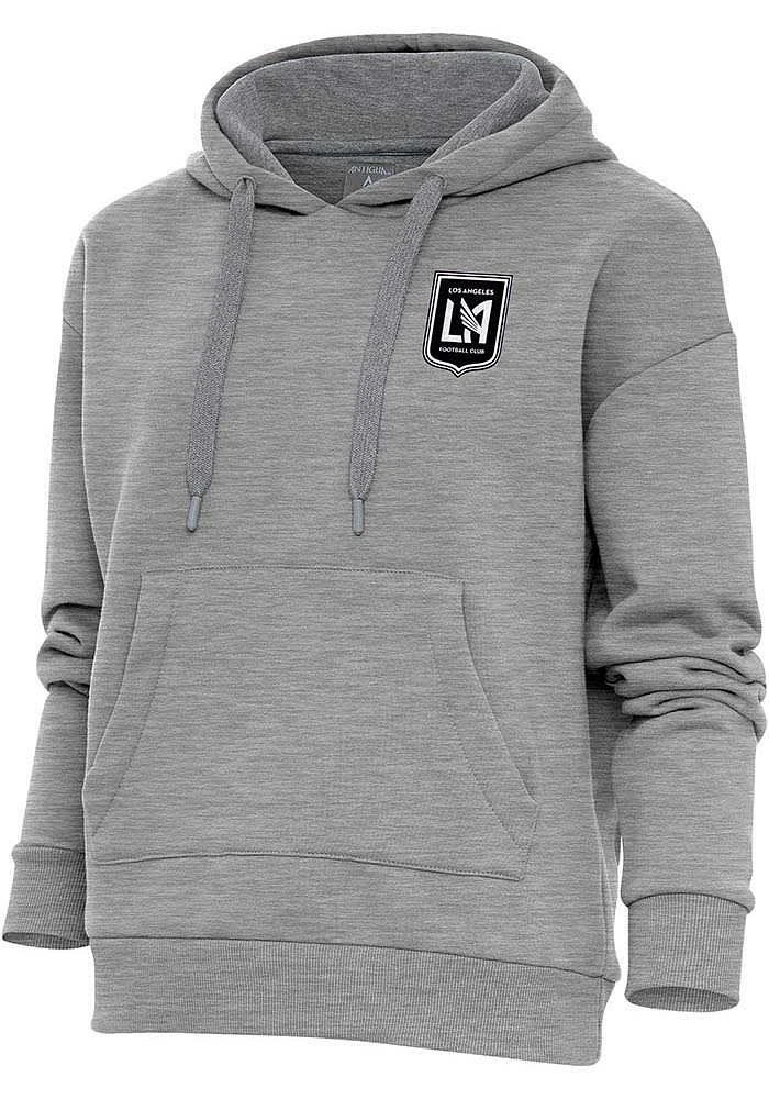 Antigua Los Angeles FC Womens Grey Metallic Logo Victory Hooded Sweatshirt