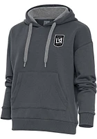 Antigua Los Angeles FC Womens Charcoal Metallic Logo Victory Hooded Sweatshirt