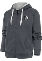 Antigua Atlanta United FC Womens Charcoal Metallic Logo Victory Long Sleeve Full Zip Jacket
