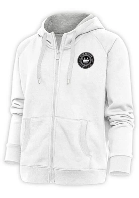 Antigua Charlotte FC Womens Metallic Logo Victory Long Sleeve Full Zip Jacket