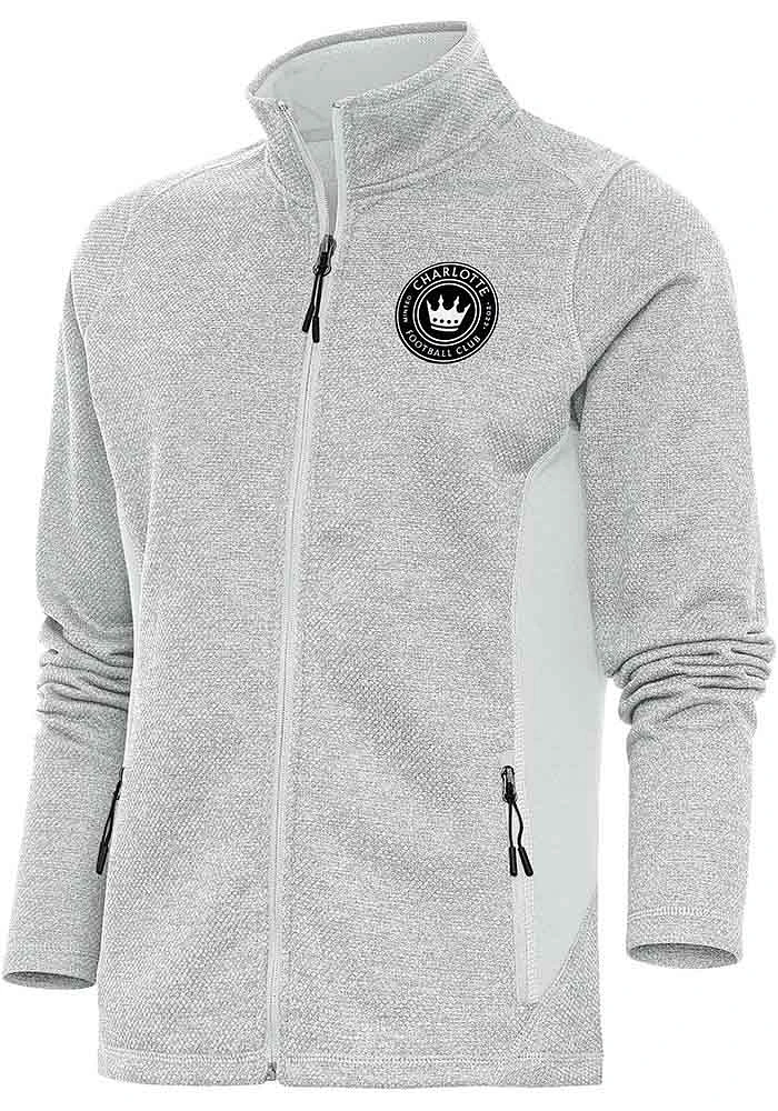 Antigua Charlotte FC Womens Metallic Logo Course Long Sleeve Full Zip Jacket
