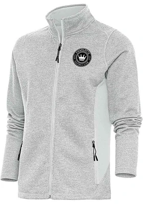 Antigua Charlotte FC Womens Metallic Logo Course Long Sleeve Full Zip Jacket