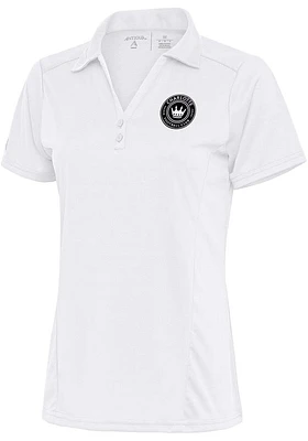 Antigua Charlotte FC Womens Metallic Logo Tribute Short Sleeve Polo Shirt