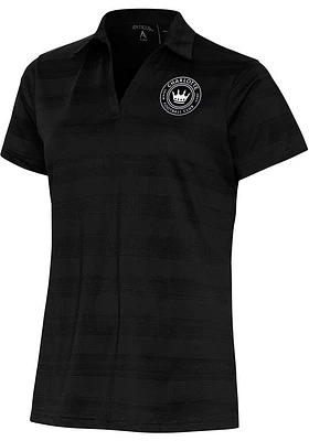 Antigua Charlotte FC Womens Metallic Logo Compass Short Sleeve Polo Shirt
