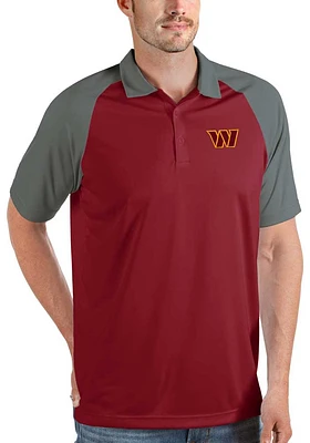 Antigua Washington Commanders Mens Red Nova Short Sleeve Polo