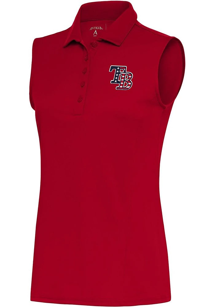 Antigua Tampa Bay Rays Womens Red Tribute Polo Shirt