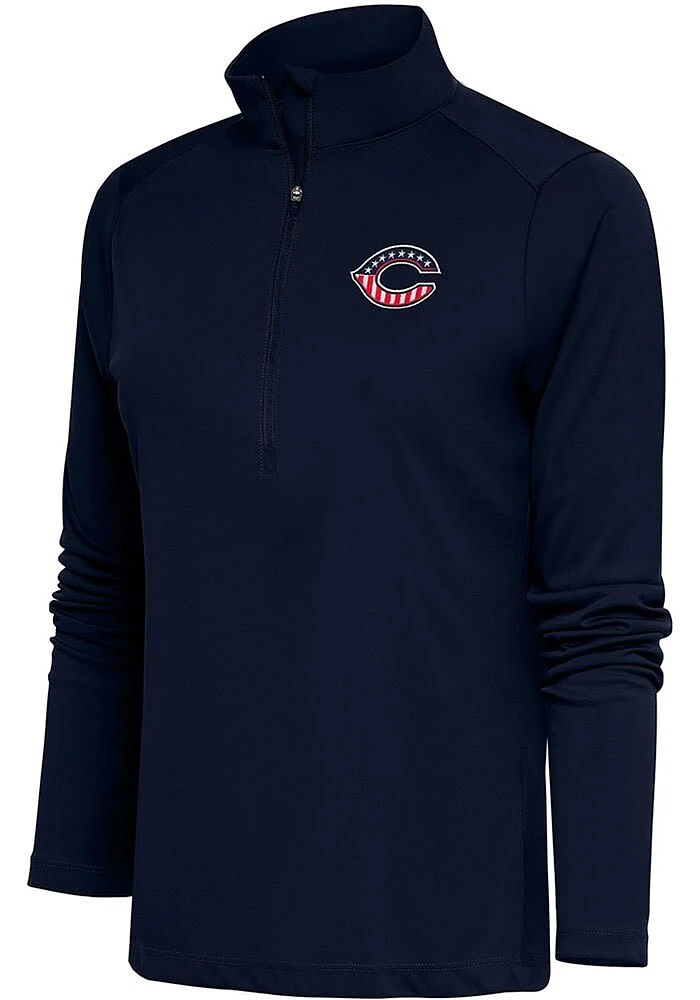 Antigua Cincinnati Reds Womens Navy Blue Tribute 1/4 Zip Pullover