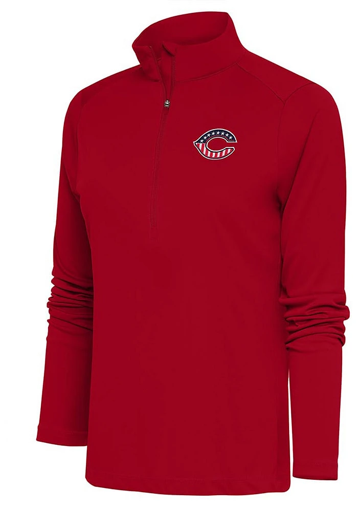 Antigua Cincinnati Reds Womens Americana Tribute Qtr Zip Pullover