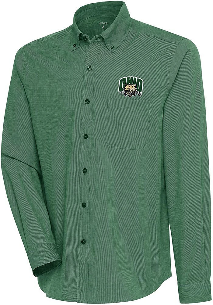 Antigua Ohio Bobcats Mens Green Compression Long Sleeve Dress Shirt