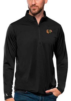 Antigua Chicago Blackhawks Mens Tribute Long Sleeve Qtr Zip Pullover