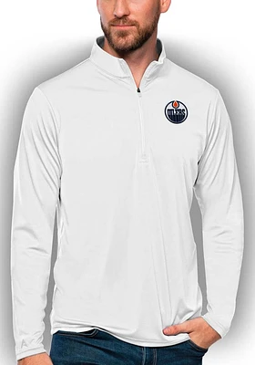 Antigua Edmonton Oilers Mens Tribute Long Sleeve Qtr Zip Pullover