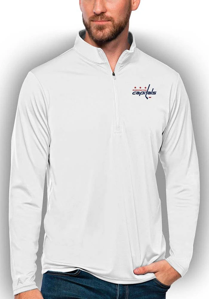 Antigua Washington Capitals Mens Tribute Long Sleeve Qtr Zip Pullover