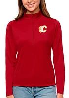Antigua Calgary Flames Womens Red Tribute Qtr Zip Pullover