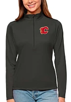 Antigua Calgary Flames Womens Grey Tribute Qtr Zip Pullover