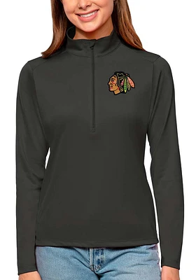Antigua Chicago Blackhawks Womens Tribute Qtr Zip Pullover