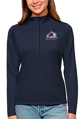 Antigua Colorado Avalanche Womens Navy Blue Tribute Qtr Zip Pullover