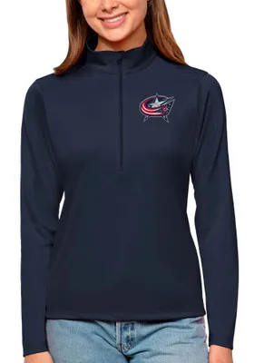 Antigua Columbus Blue Jackets Womens Navy Tribute Qtr Zip Pullover