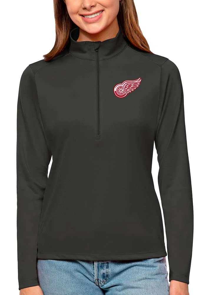 Antigua Detroit Red Wings Womens Tribute Qtr Zip Pullover