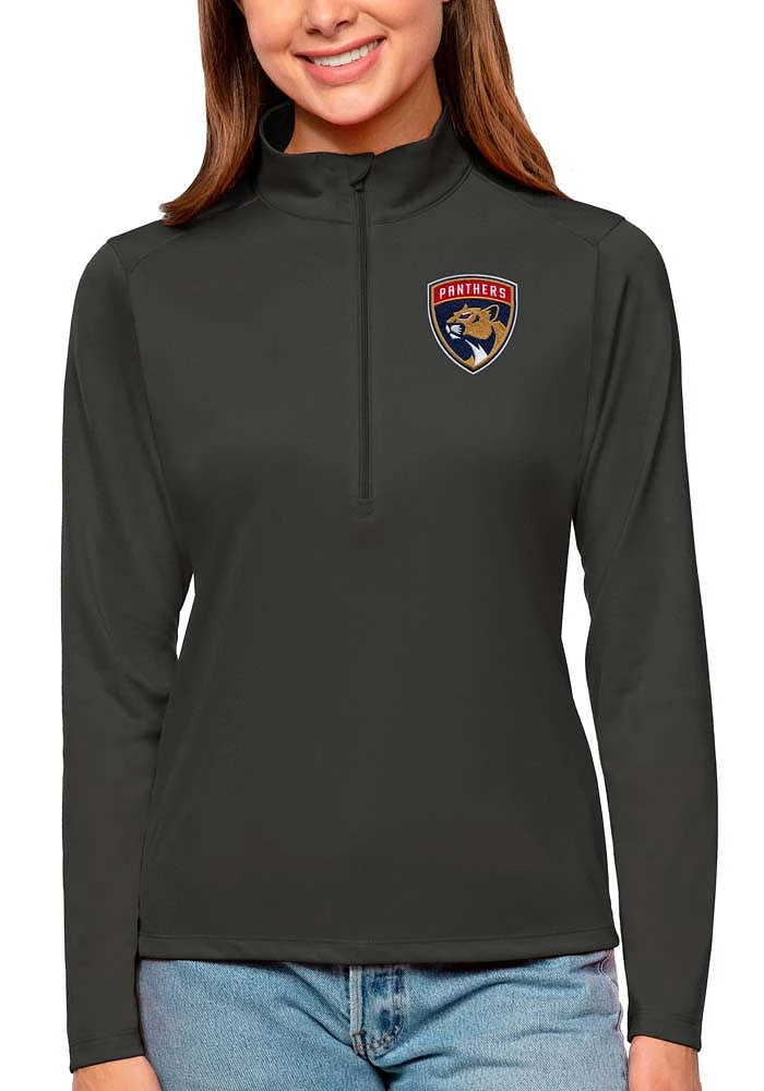 Antigua Florida Panthers Womens Grey Tribute Qtr Zip Pullover