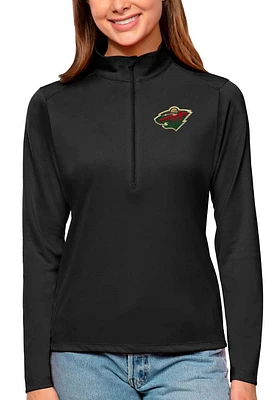 Antigua Minnesota Wild Womens Black Tribute Qtr Zip Pullover