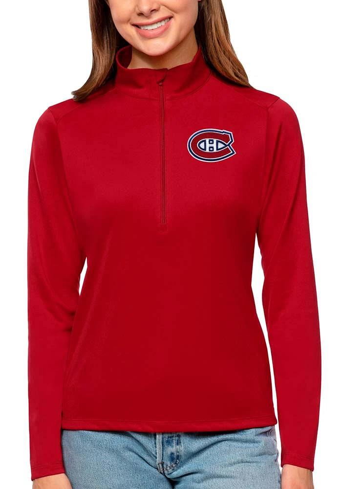 Antigua Montreal Canadiens Womens Red Tribute Qtr Zip Pullover