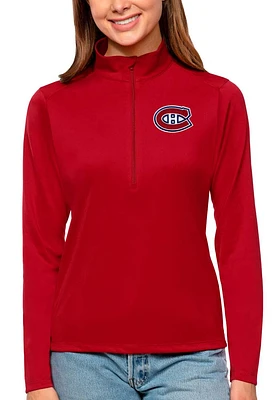 Antigua Montreal Canadiens Womens Red Tribute Qtr Zip Pullover