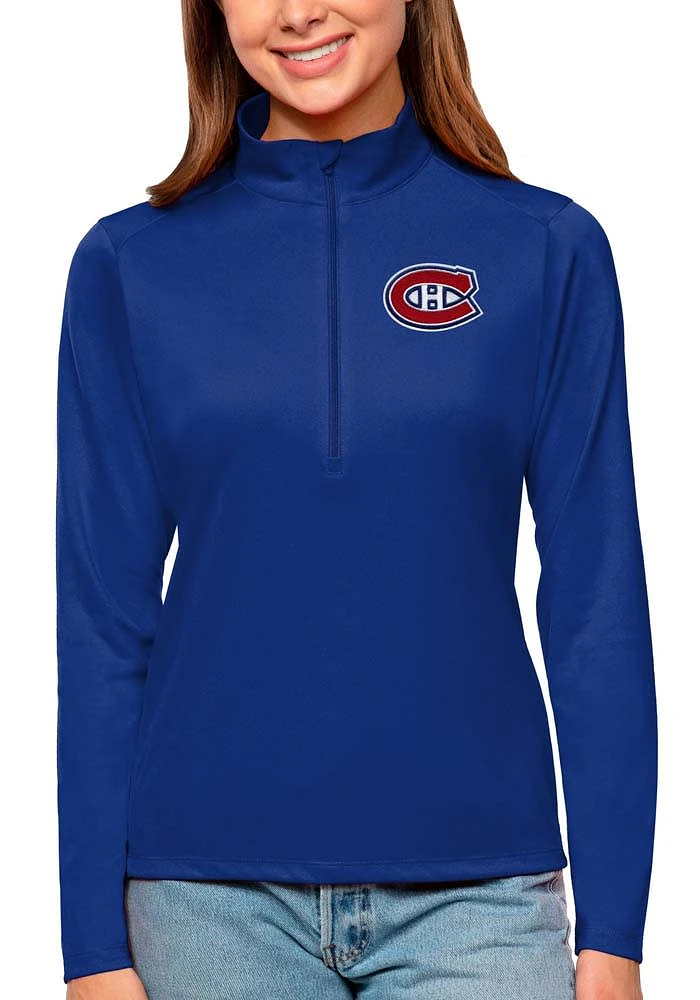 Antigua Montreal Canadiens Womens Blue Tribute Qtr Zip Pullover