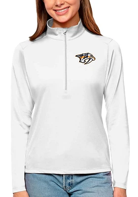 Antigua Nashville Predators Womens White Tribute Qtr Zip Pullover