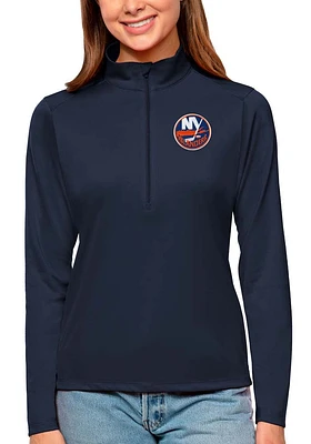 Antigua New York Islanders Womens Navy Blue Tribute Qtr Zip Pullover